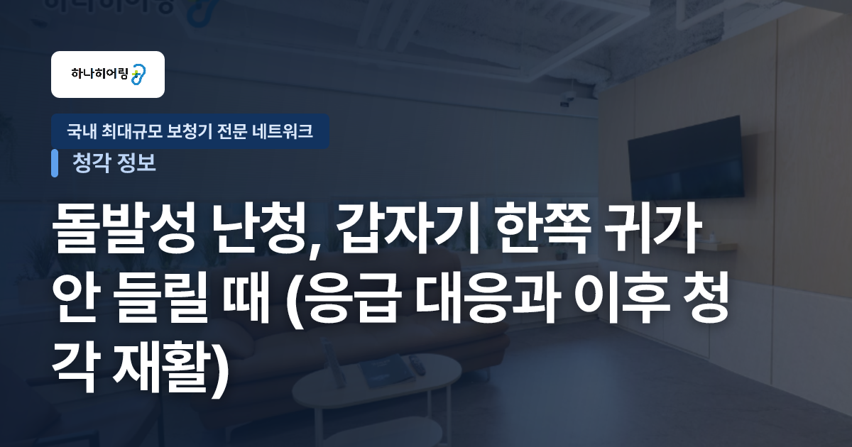 돌발성 난청, 갑자기 한쪽 귀가 안 들릴 때 (응급 대응과 이후 청각 재활)